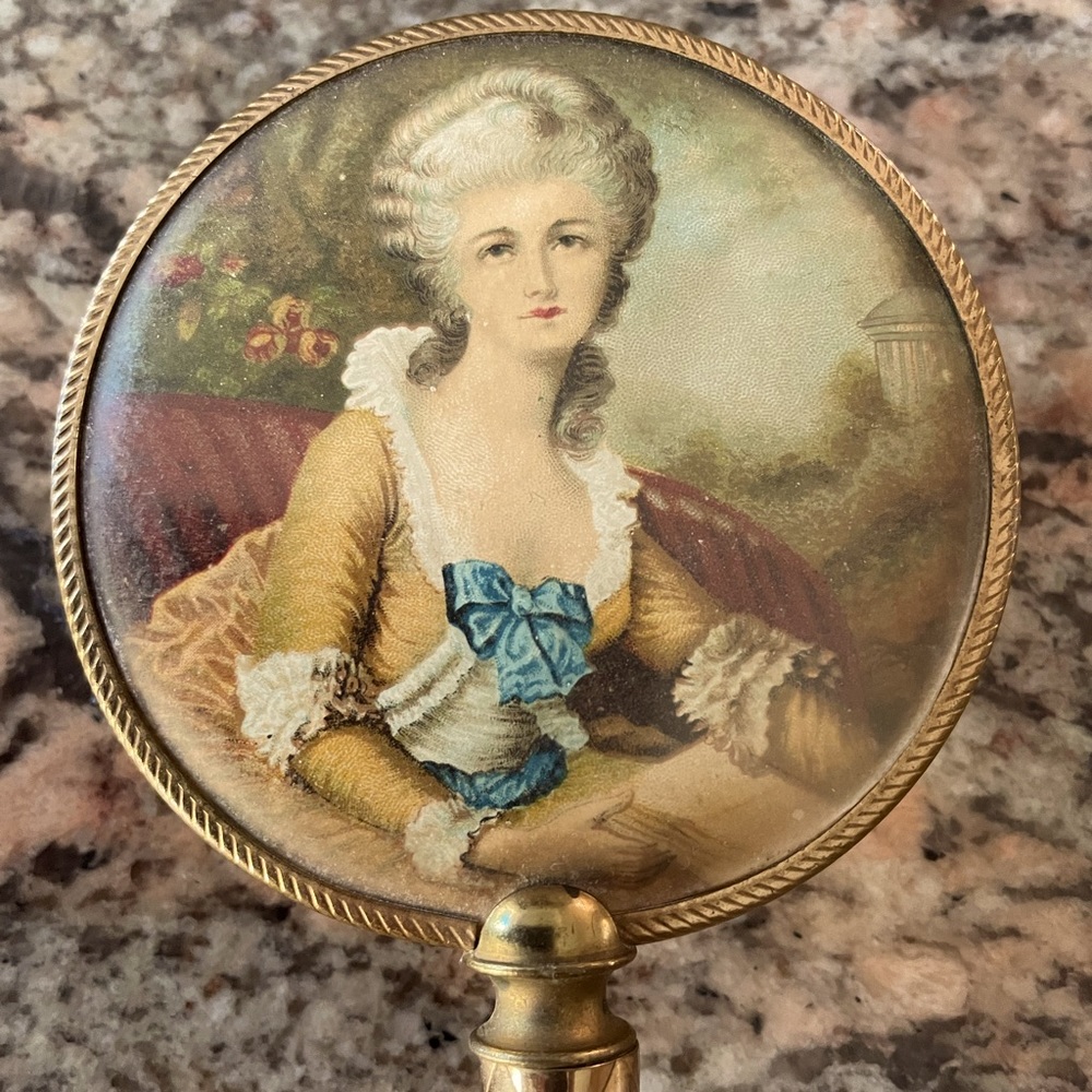 Vintage Brass Marie Antoinette portrait Vanity Brush